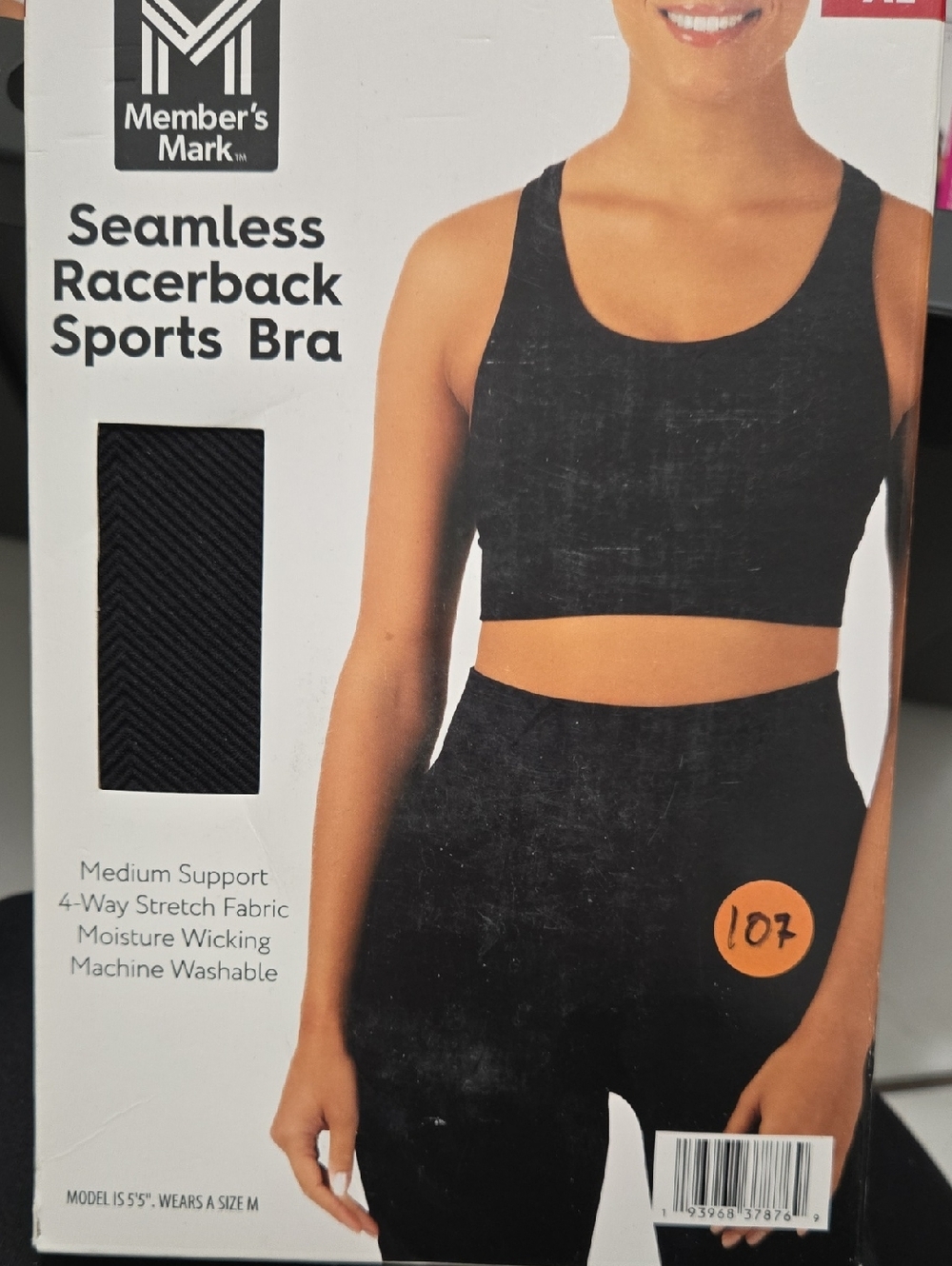 Member's Mark Black Seamless Racerback Sports Bra